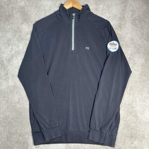 Travis Mathew Sweater Mens Large L Navy Pullover 1/4 Zip Coors Light Patch
